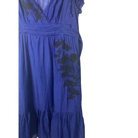 anthropologie Lithe Cotton Embroidered V Neck Dress Size 8 - Picture 4 of 10